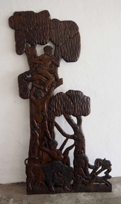 Hand Carved Wooden African Sculpture From Zambia