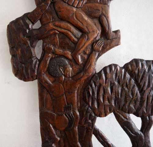 Hand Carved Wooden African Sculpture From Zambia