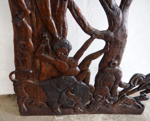 Hand Carved Wooden African Sculpture From Zambia
