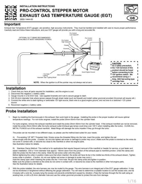 Exhaust Gas Temp Gauge 