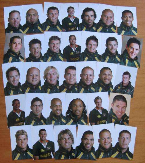 33 Gloss photos (100mm x 150mm each) of the 2007 Rugby World Cup Springbok rugby players