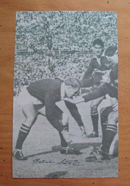 Picture with original autograph of NELIE SMITH -former Springbok rugby player and captain in 9 tests