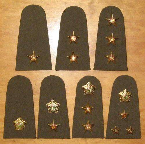 Old SOUTH AFRICAN ARMY rank insignia  - epaulettes - 2nd Lieutenant to Brigadier (see description)