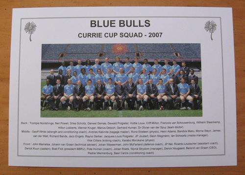 2007 BLUE BULLS Currie Cup Squad