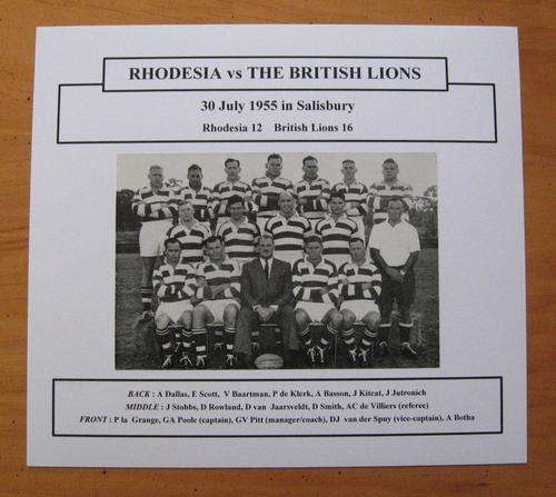 RHODESIA vs THE BRITISH LIONS - 1955 - in Salisbury