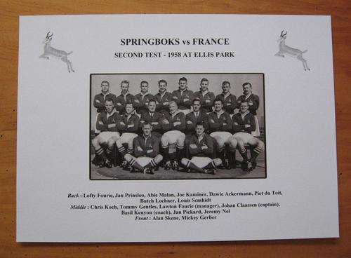 SOUTH AFRICA vs FRANCE - 1958 - second test at Ellis Park in Johannesburg