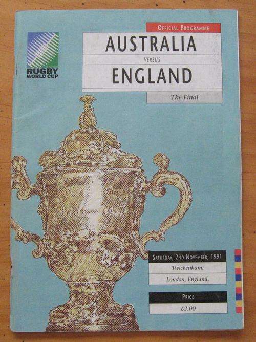 Official rugby programme - FINAL - 1991 RUGBY WORLD CUP - Australia vs England - SEE DESCRIPTION