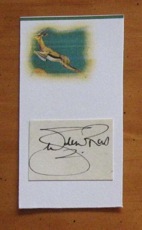 Original autograph of DE WET RAS - former Springbok rugby player