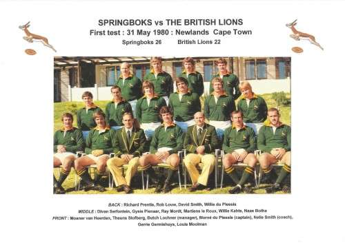 SPRINGBOKS vs THE BRITISH LIONS - first test 1980 at Newlands in Cape Town