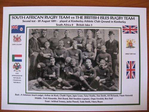 Gloss photo of the South African rugby team - 1891 - against the British Isles team in Kimberley