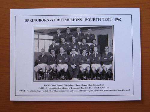 Gloss photo of the Springbok rugby team - vs British Lions - 1962 - 4th test