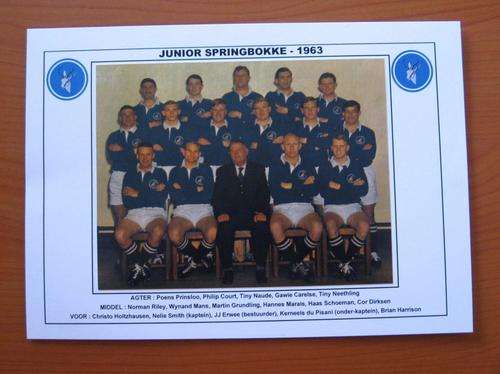 Gloss photo of the 1963 Junior Springbok rugby team