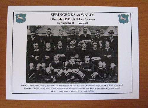 Gloss photo of the Springbok rugby team vs Wales - 1906 at St Helens in Swansea