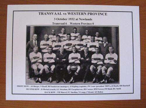 Gloss photo - Transvaal vs Western Province - 1932 at Newlands in Cape Town