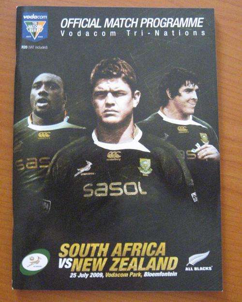 Official rugby programme - South Africa vs New Zealand - 2009 at Vodacom Park in Bloemfontein