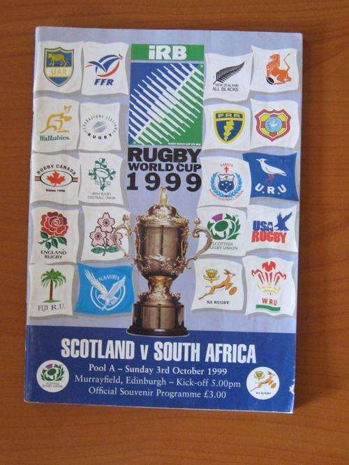 Official rugby programme - 1999 RUGBY WORLD CUP - South Africa vs Scotland at Murrayfield