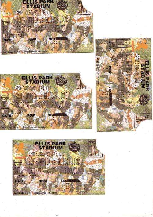 South Africa vs British Lions Ellis Park Stadium Tickets "bid per Ticket"