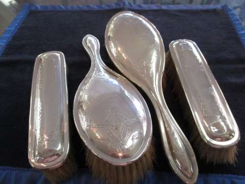 Art nouveau silver brush set