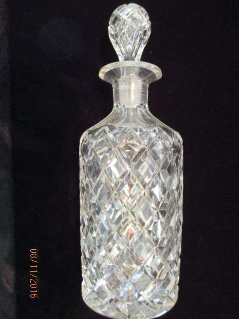 Pair cut glass decanters