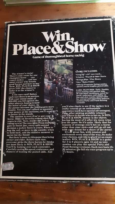 Win, Place & Show - Clasical Horse Racing boardgame by Avalon Hill