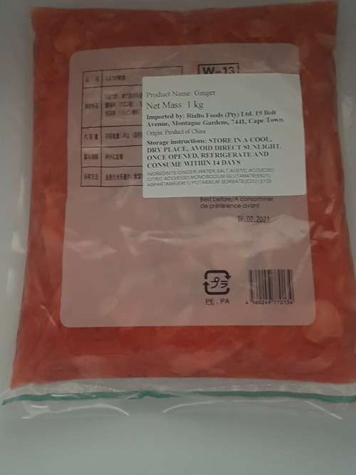Pickled Ginger 1Kg Plastic Bag