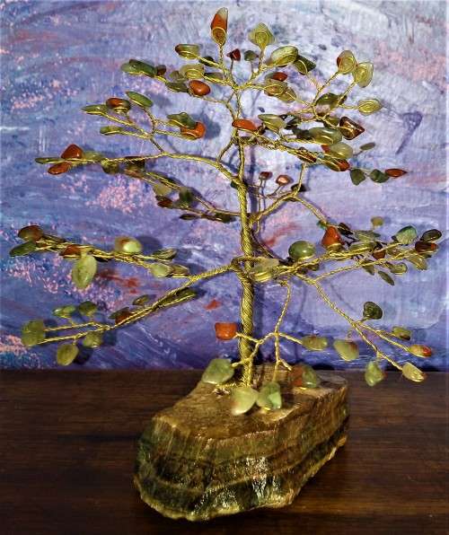 Handcrafted Boutique gem tree - 144 stone - amethyst multistone on Brass with sugilite base by Brass