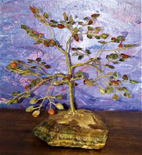 Handcrafted Boutique gem tree - 144 stone - amethyst multistone on Brass with sugilite base by Brass
