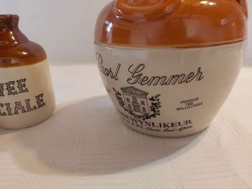 Ceramic KWV Paarl Gemmer Brandewynlikeur jug AND Cuvee Speciale  jug with 3 cups