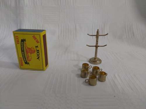 Dollhouse Miniature: A cup stand , hanging cups
