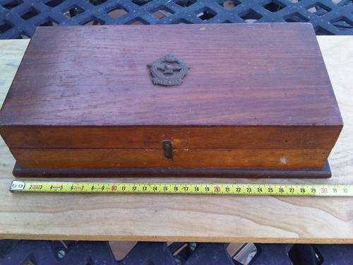 Medal box, wooden with WW2 SAAF cap badge