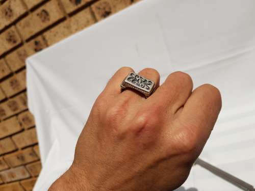Silver 925 Mens Wedding ring Greek pattern 10,8g