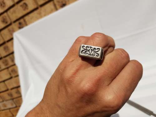 Silver 925 Mens Wedding ring Greek pattern 10,8g