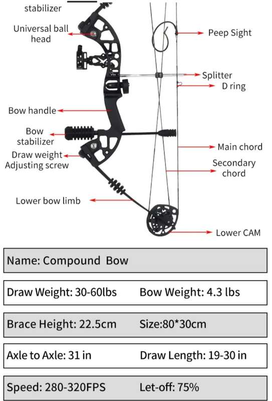 HUNTING COMPOUND BOW WITH FREE ACCESSORIES