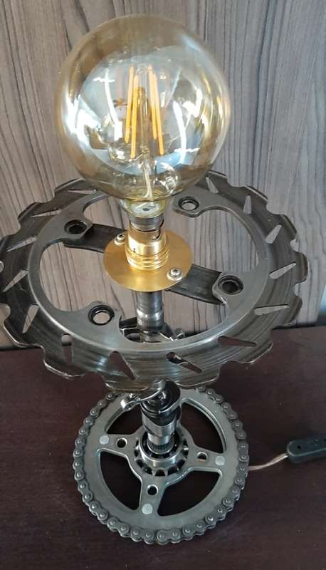 Side Table Lamp made from motorcycle parts