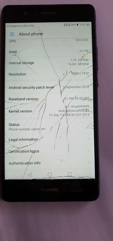 Huawei P9 lite / Cracked screen