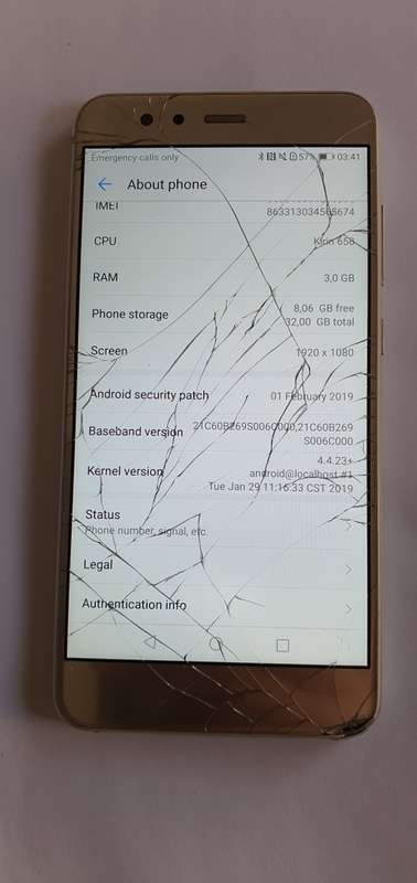 Huawei P10 Lite / Cracked Screen