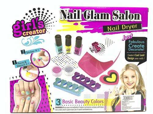 Nail Design Set Kids Nail Art Salon Toy with Nail Dryer