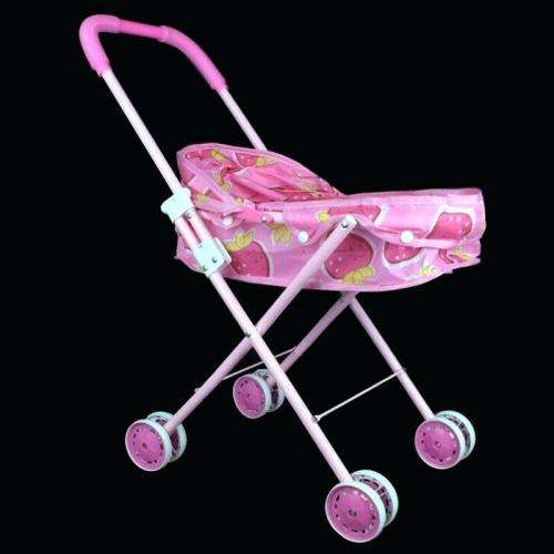 Plastic Doll Stroller w/ Baby Doll Children Play Pram Toy Kid Pretend Play Set Christmas Gift