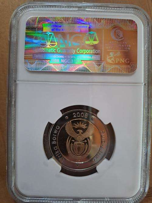 ** CRAZY R1 START ** NO RESERVE ** 2008 MANDELA 90TH BIRTHDAY R5 PROOF COIN PF66 **