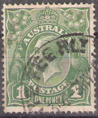 Australia 1924 Sage green 1d KGV Used Stamp, SG76
