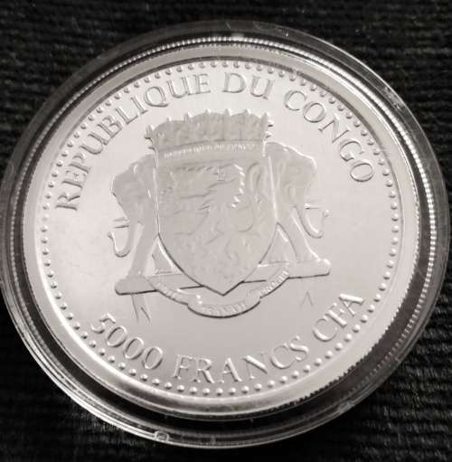 2020 Congo Republic 1oz Silver 5000 Franc Silverback Gorilla coin