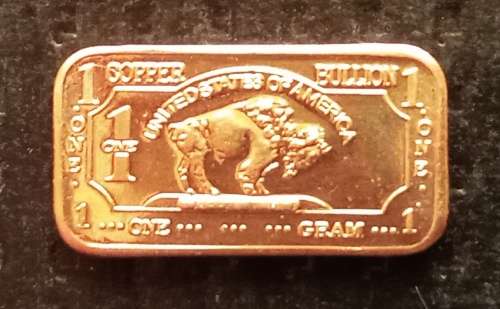 Copper 1g Buffalo Bullion Bar
