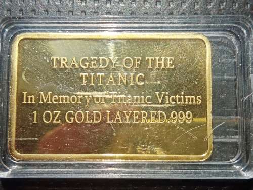 Titanic Commemorative Gold layered Bar - 38g with capsule