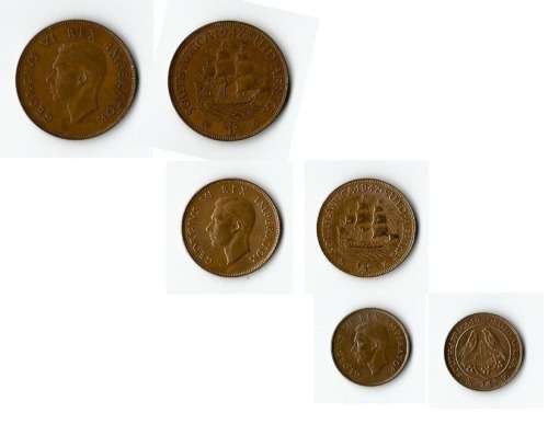 BARGAIN. South Africa Union 1947 set Pennies from A/UNC TO UNC
