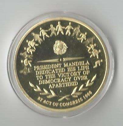 Bargain South Africa Mandela gold plated medallion