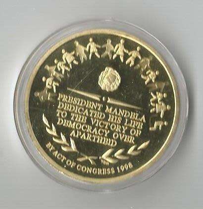 Bargain South Africa Mandela gold plated medallion