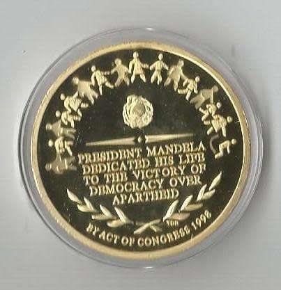 bargain South Africa Mandela gold plated medallion