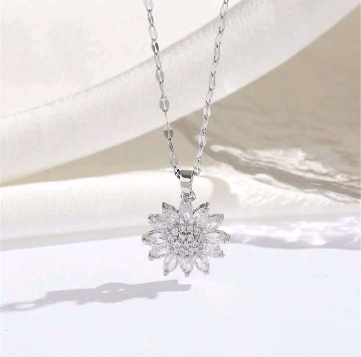 Sunflower cubic zirconia necklace
