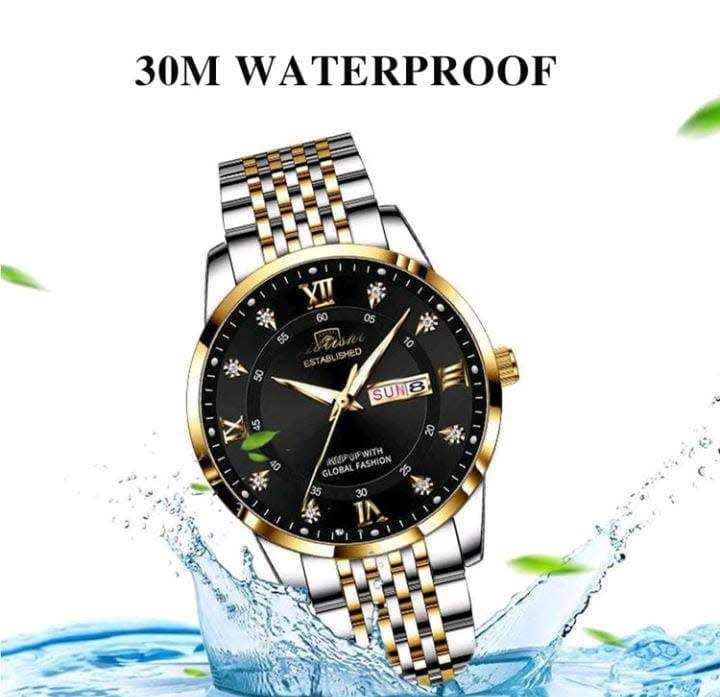 ***Must see ***Poedagar - Silver and Gold Stainless Steel Men`s Watch