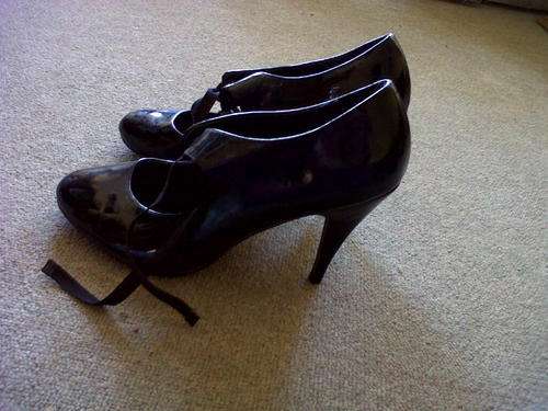 **Gorgeous PU leather like heels!!** Size 8